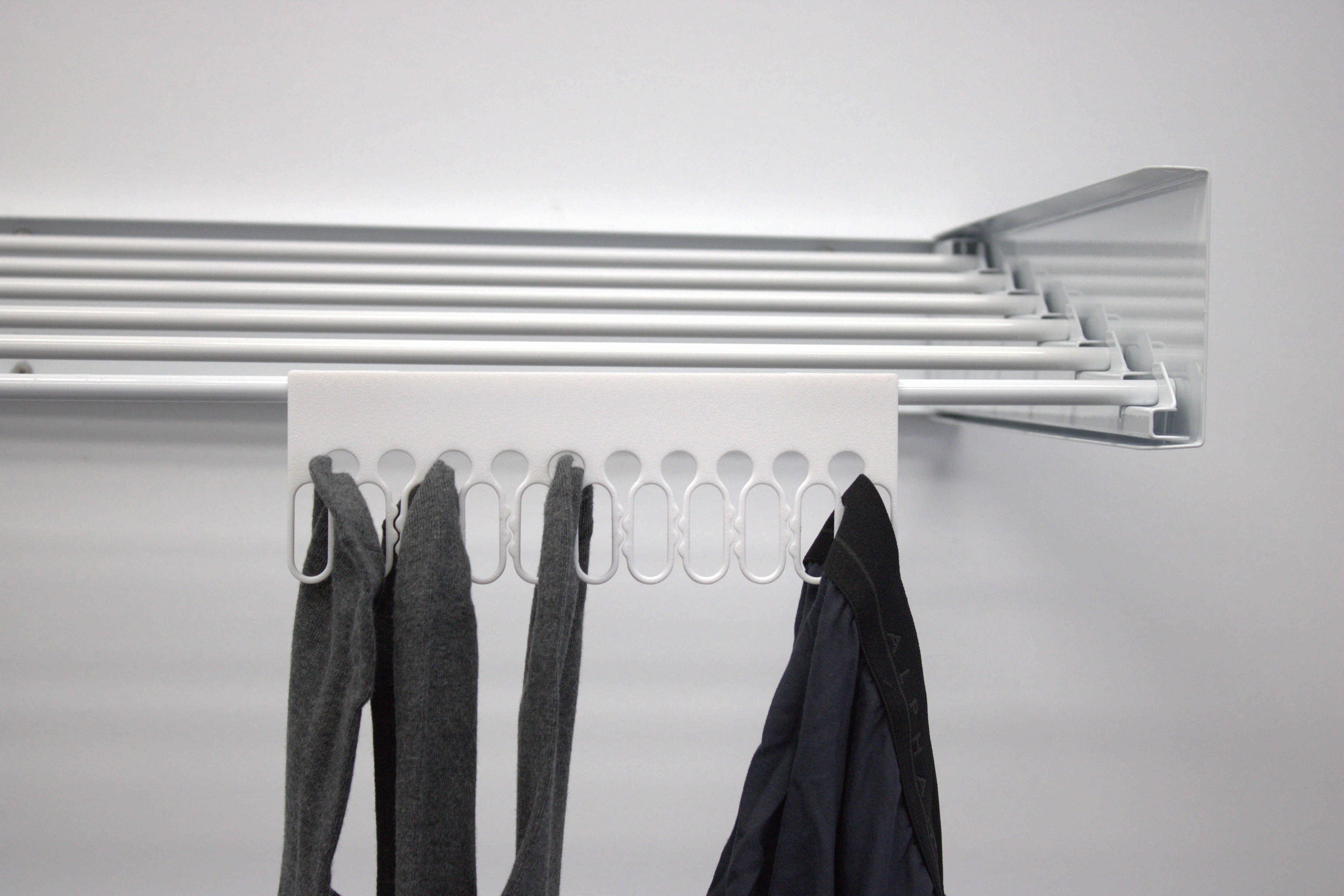 Sock and underwear hanger attachment fitted on wall mounted rack