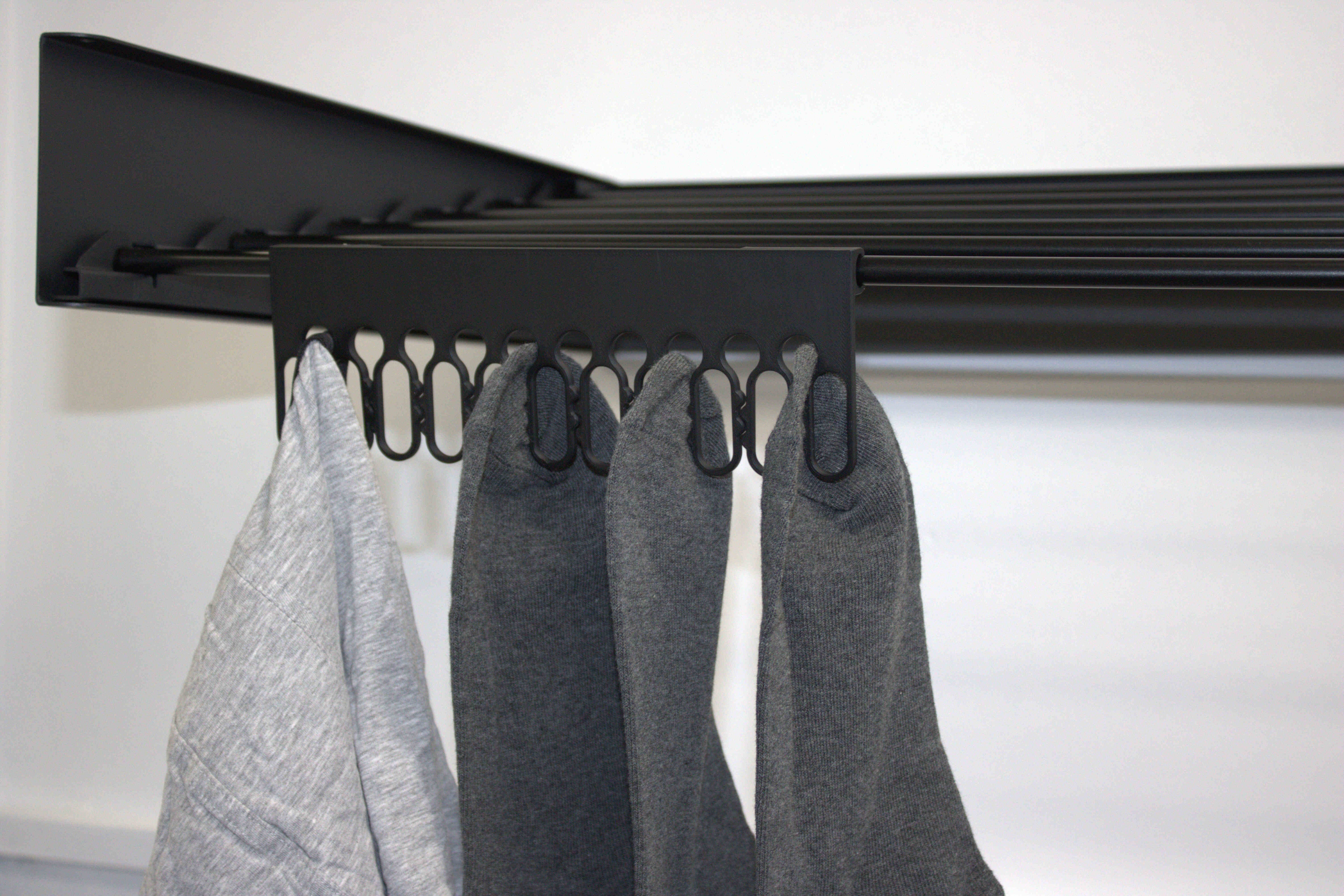 Vendline sock hanger clips in use close-up